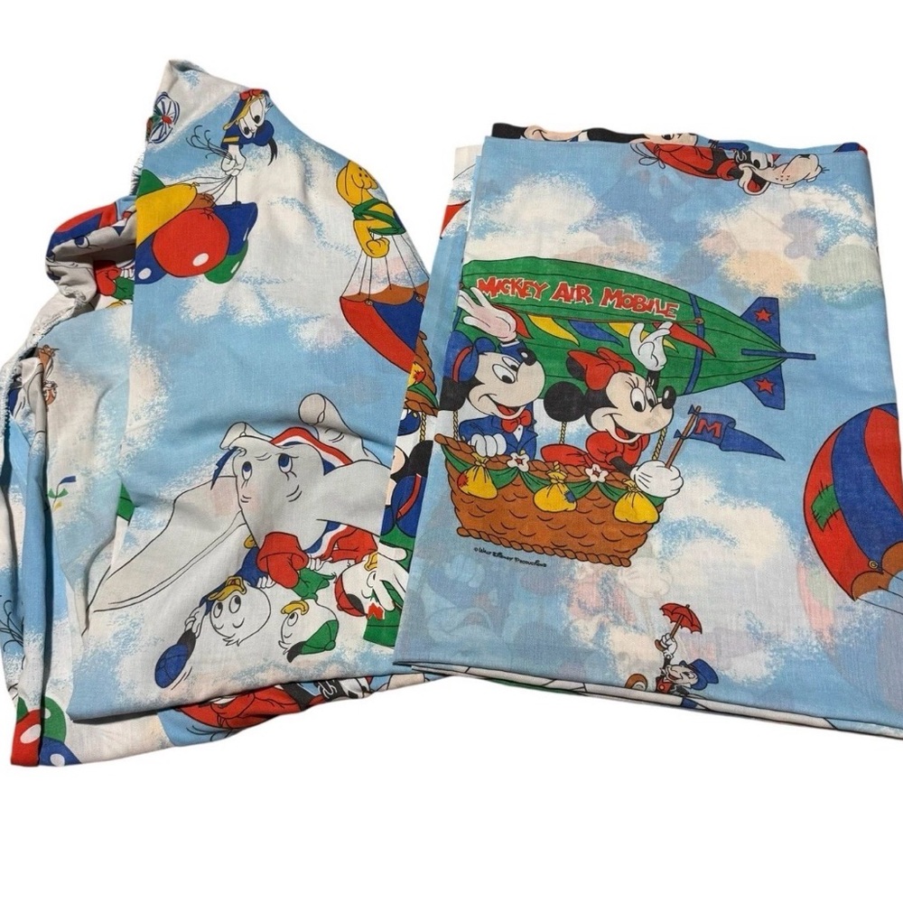 Vintage 1980s Disney “Mickey Air Mobile” Twin Sheet Set ✈️🐭✨ RARE